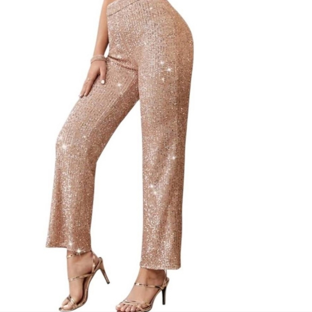 Main strip Light Pink Sequins Dressy Pants Size Small.